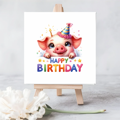 Eco-Friendly I Kids Plantable Birthday Card I Pig Illustration