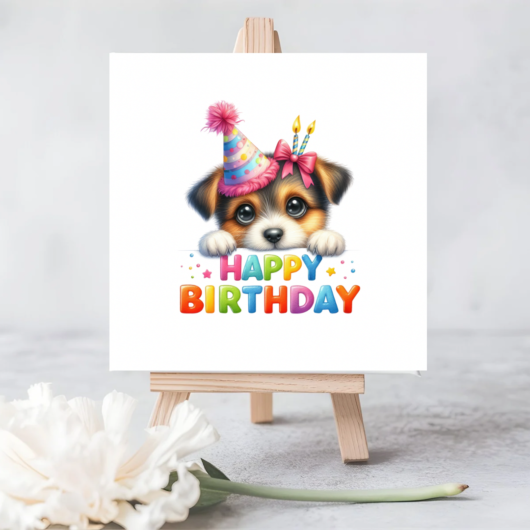 Eco-Friendly | Kids Plantable Birthday Card | Cute Dog Illustration