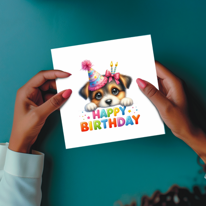 Eco-Friendly | Kids Plantable Birthday Card | Cute Dog Illustration