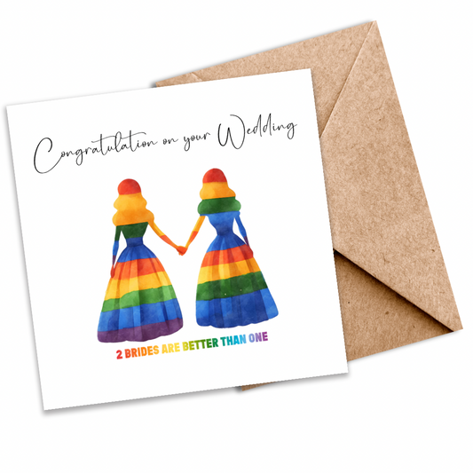 Two Brides Are Better Than One – LGBTQ+ Wedding Keepsake with Rainbow Bride Design