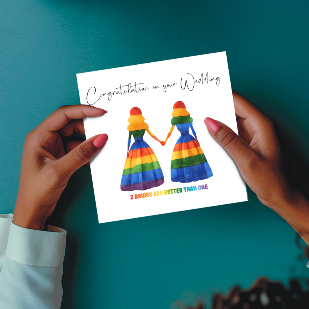 Two Brides Are Better Than One – LGBTQ+ Wedding Keepsake with Rainbow Bride Design