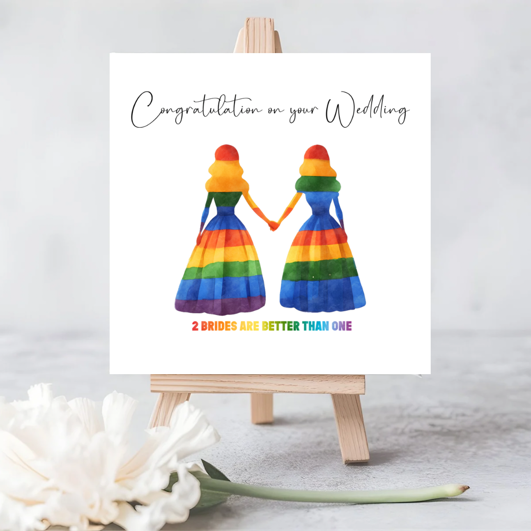 Two Brides Are Better Than One – LGBTQ+ Wedding Keepsake with Rainbow Bride Design