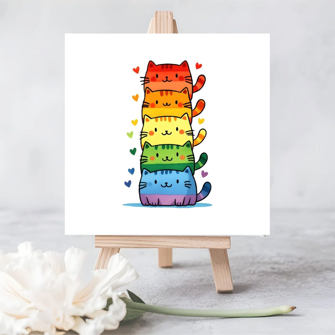 LGBTQ+ Rainbow Cats Seeded Card | Eco-Friendly Plantable Greeting”