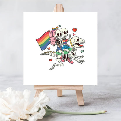 LGBTQ+ ‘Happy Together’ Seeded Card - Lesbian Skeletons Riding into Adventure | Eco-Friendly Plantable Greeting