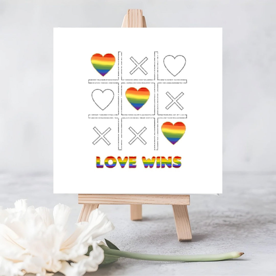 LGBTQ+ ‘Love Wins’ Seeded Card with Tic-Tac-Toe Image | Eco-Friendly Plantable Greeting