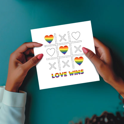 LGBTQ+ ‘Love Wins’ Seeded Card with Tic-Tac-Toe Image | Eco-Friendly Plantable Greeting