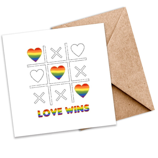 LGBTQ+ ‘Love Wins’ Seeded Card with Tic-Tac-Toe Image | Eco-Friendly Plantable Greeting