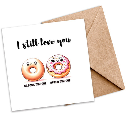 Eco-Friendly “With & Without Makeup” Seeded Card – Plantable Greeting Card with Donut illustrations.