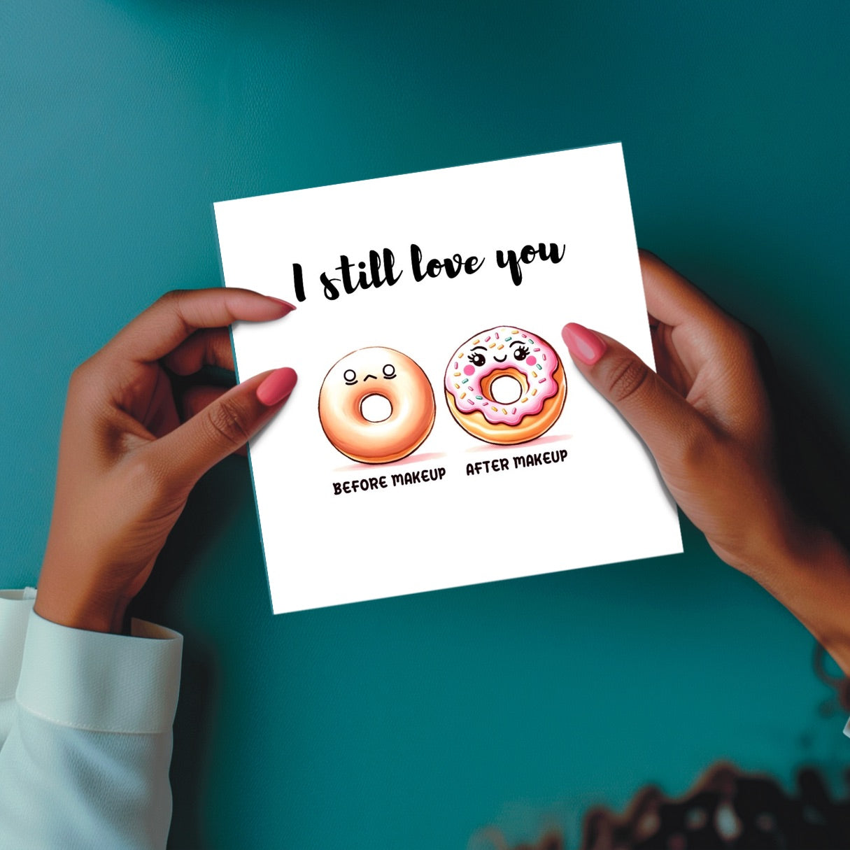 Eco-Friendly “With & Without Makeup” Seeded Card – Plantable Greeting Card with Donut illustrations.