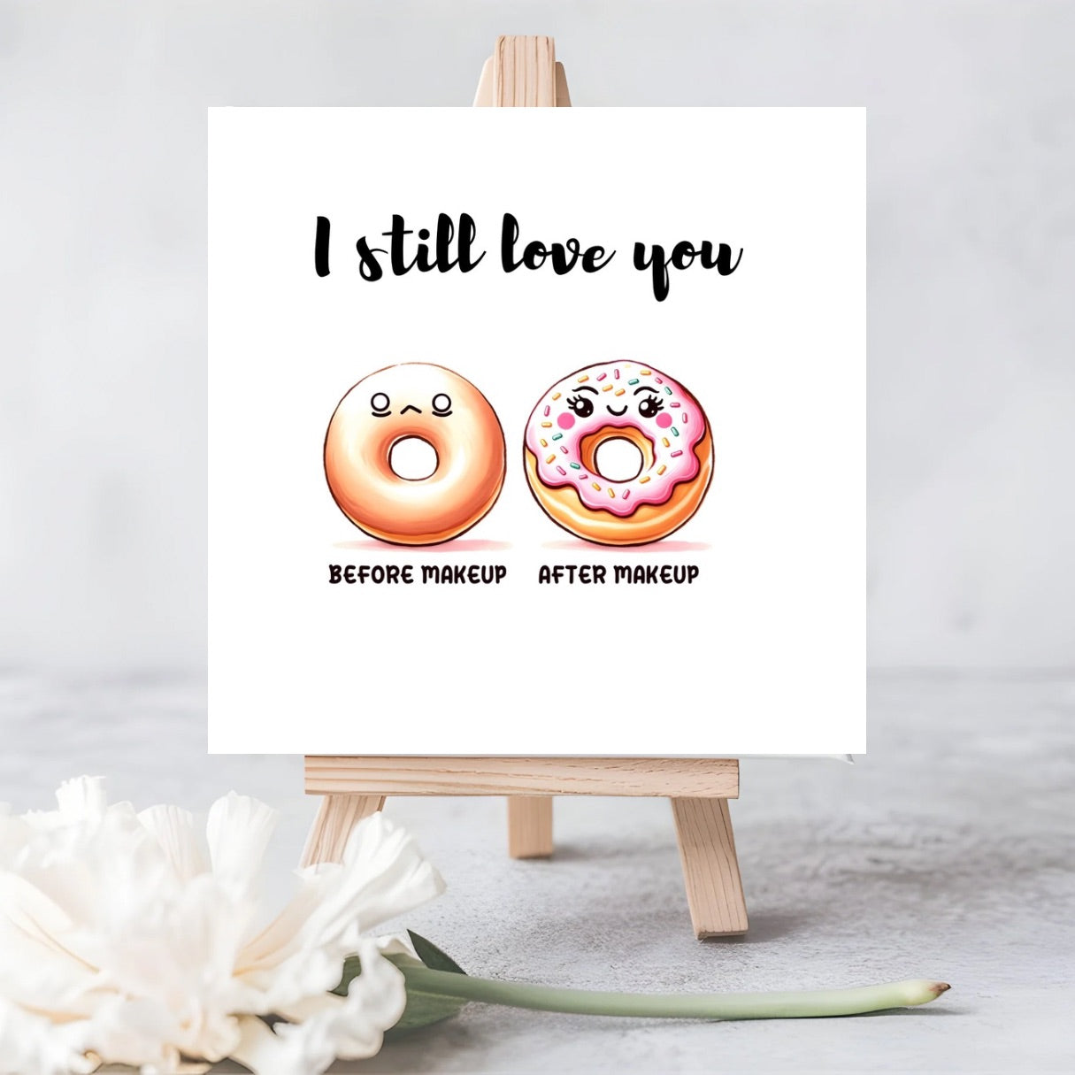 Eco-Friendly “With & Without Makeup” Seeded Card – Plantable Greeting Card with Donut illustrations.