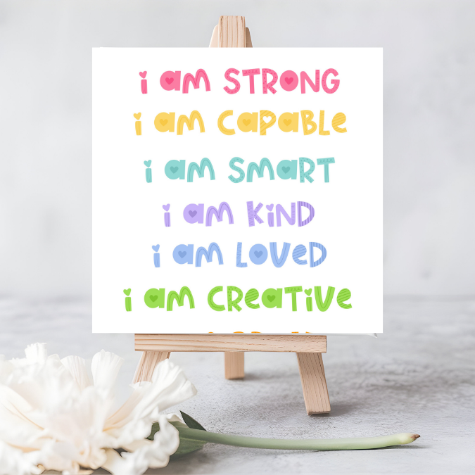 Positive Affirmation Seeded WellBeing Card - ‘I Am Strong, I Am Brave, I Am Creative’ - Eco-Friendly Plantable Greeting