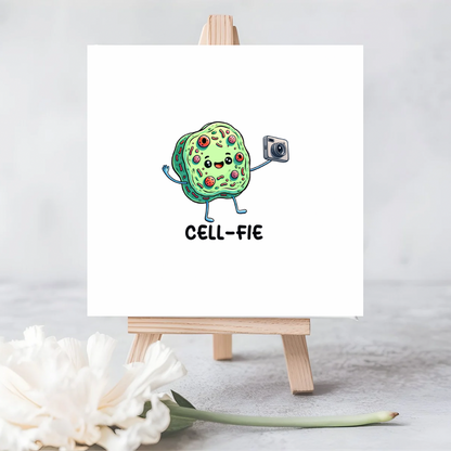 Cell-Fie | Eco-Friendly Plantable Pun Card with Cell Taking a Selfie