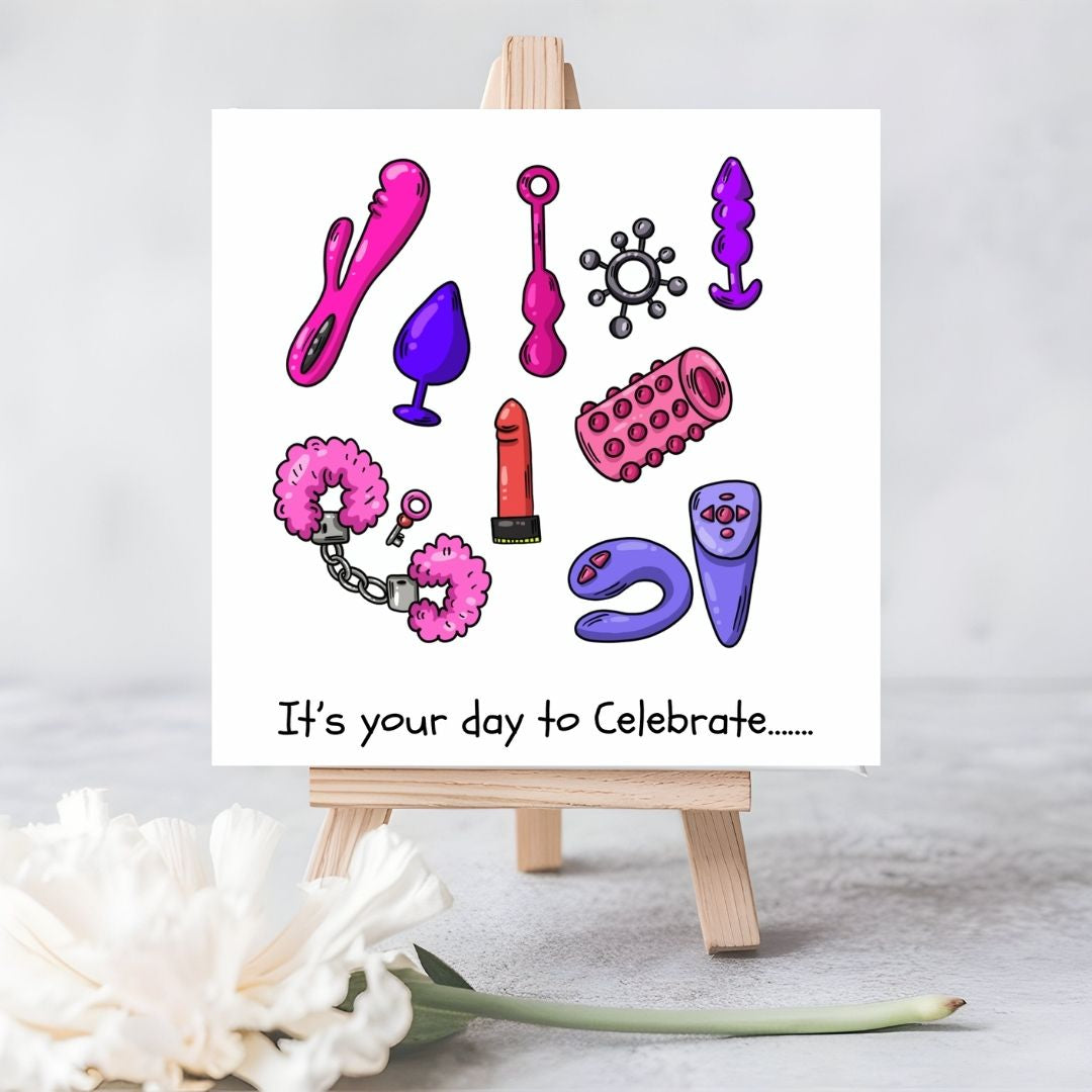 It’s Your Day to Celebrate | Sexy and Fun Plantable Card with Sex Toy Image