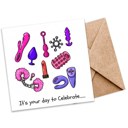 It’s Your Day to Celebrate | Sexy and Fun Plantable Card with Sex Toy Image