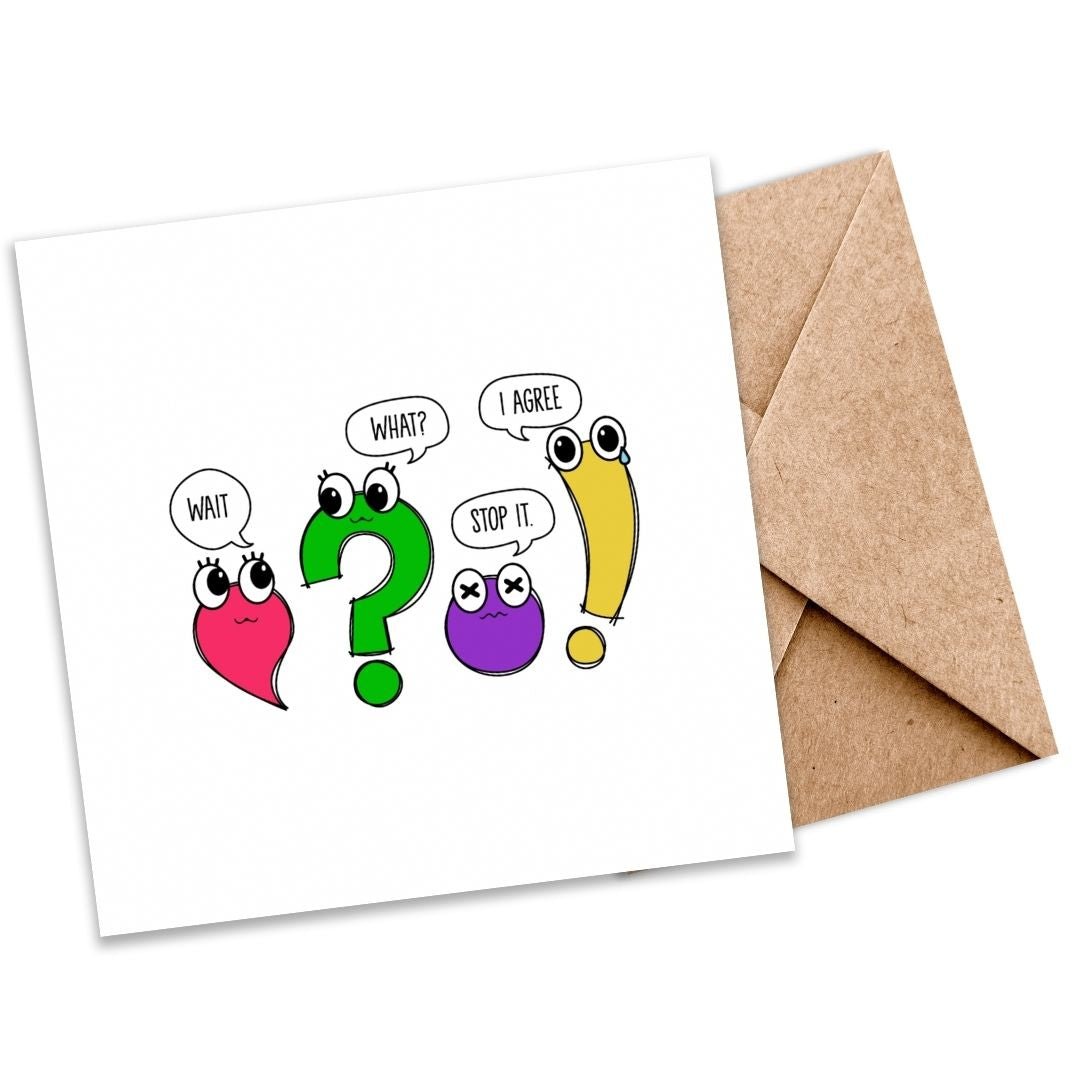 Wait, Why, What, How – Eco-Friendly Plantable Punctuation Marks Greeting Card