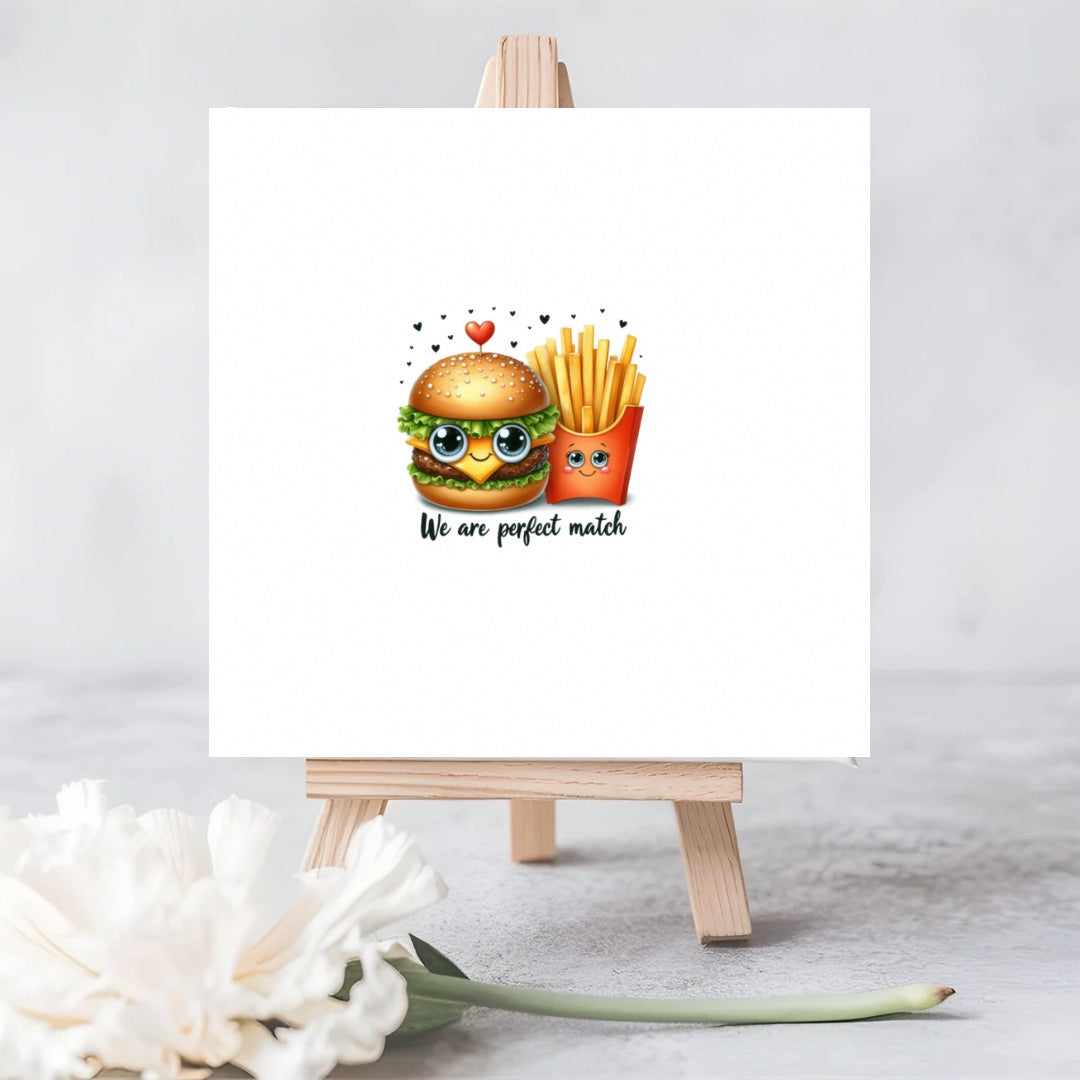 We Make the Perfect Pair | Eco-Friendly Plantable Greeting Card with Burger and Fries Image