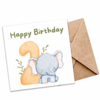 Eco-Friendly Safari Birthday Card for Kids | 1st & 2nd Birthday