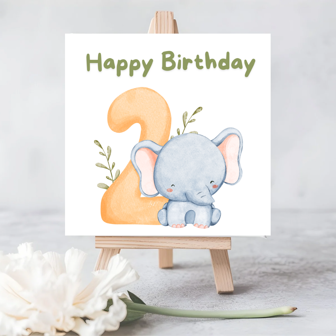 Eco-Friendly Safari Birthday Card for Kids | 1st & 2nd Birthday