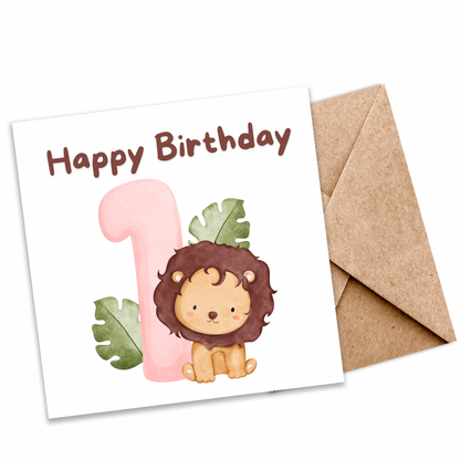 Eco-Friendly Safari Birthday Card for Kids | 1st & 2nd Birthday