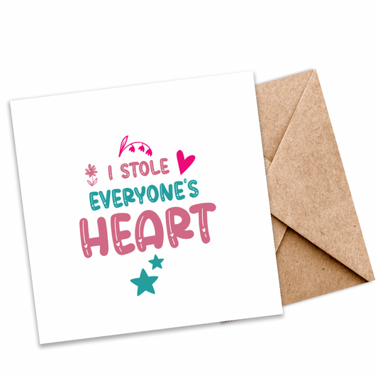 I Stole Everyone’s Heart Seeded Greeting Card | Plantable Baby Shower Fun