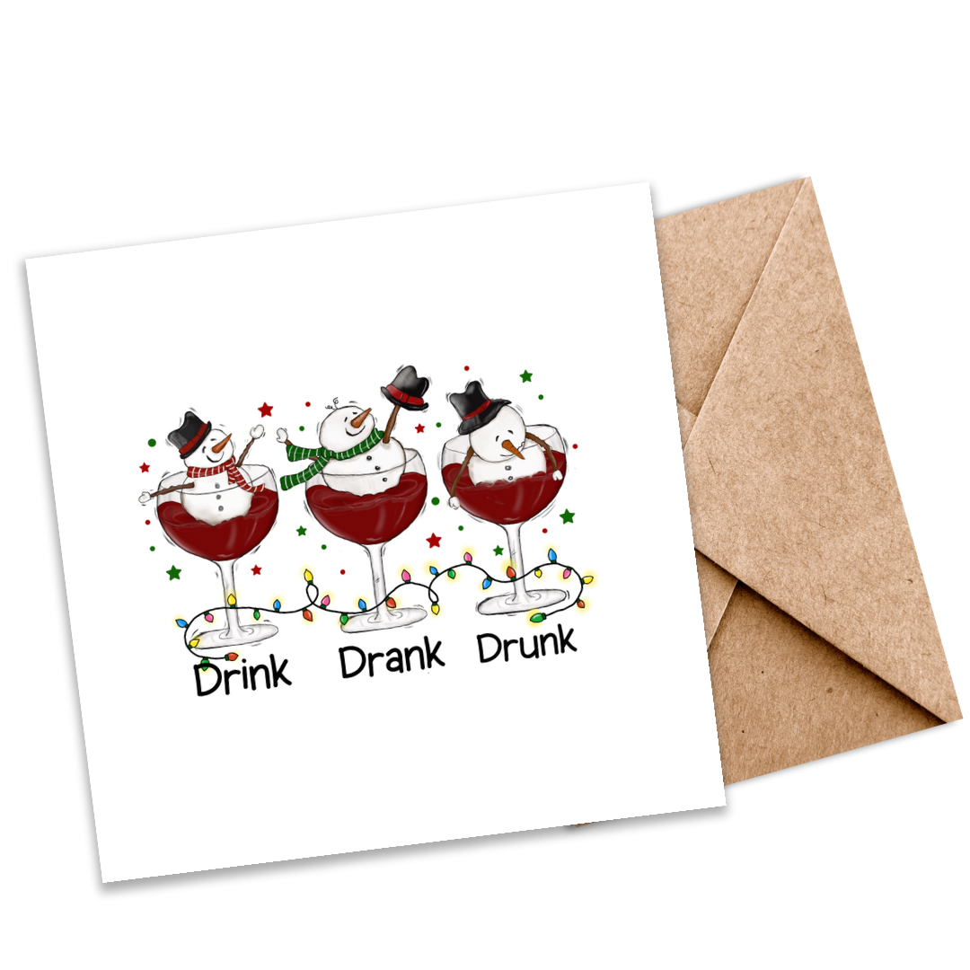 Drink, Drank, Drunk” Funny Christmas Seeded Card