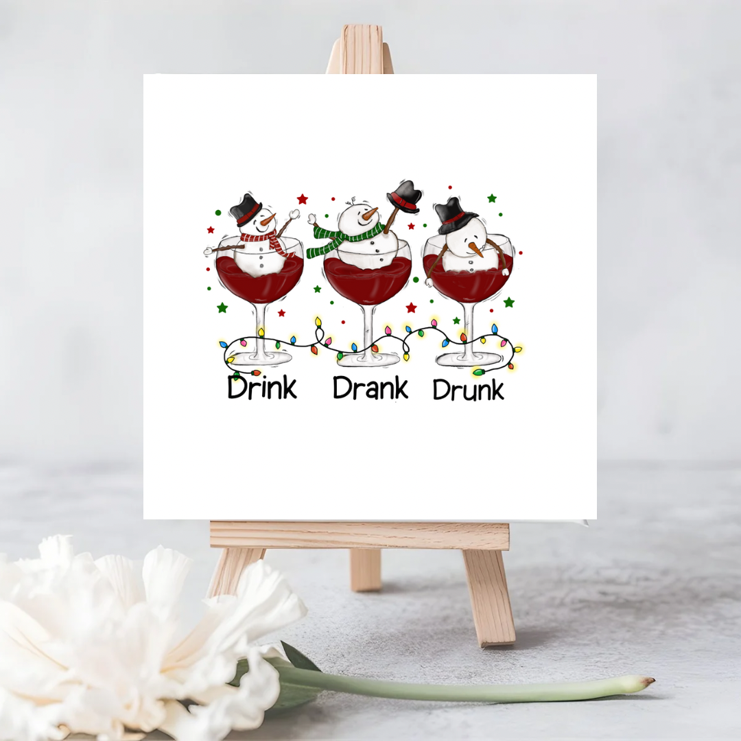 Drink, Drank, Drunk” Funny Christmas Seeded Card