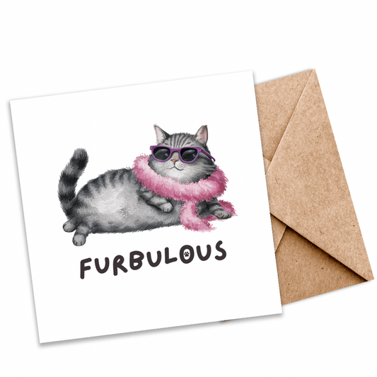 Adorable “Furbulous” Cat Seeded Card