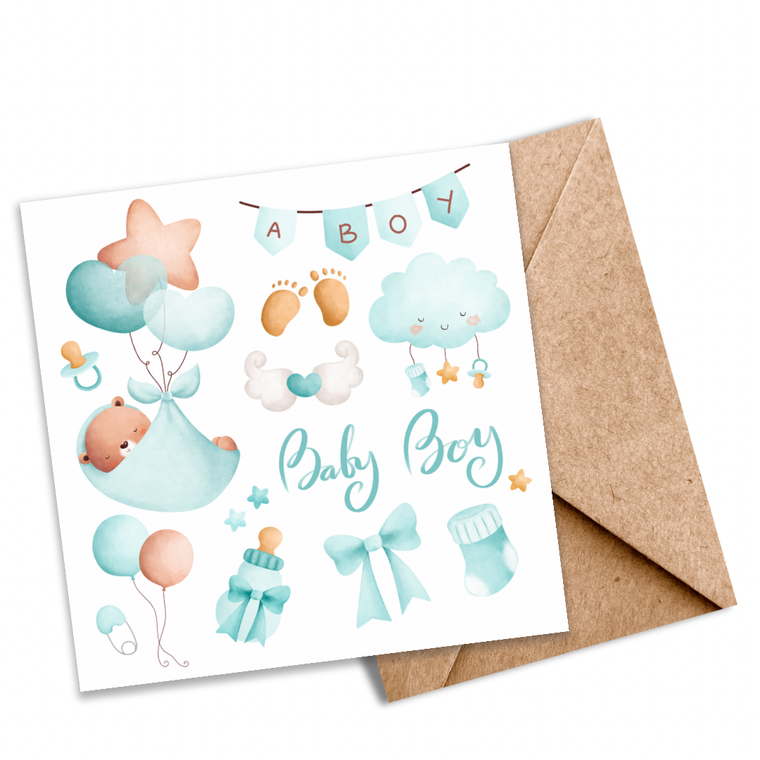 Baby Boy Seeded Card | Ideal for Celebrating Baby Showers and New Parents