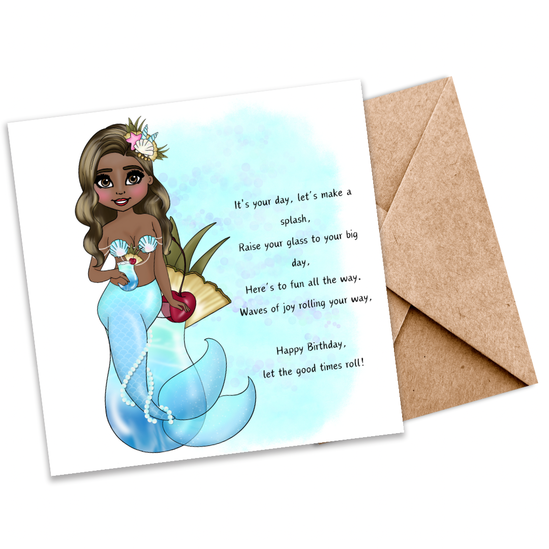 Customisable “Mermaid Birthday” Seeded Card