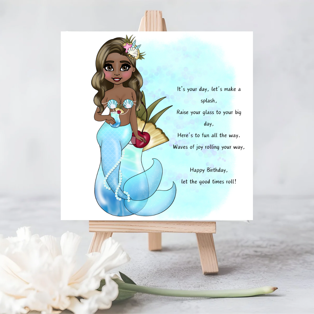 Customisable “Mermaid Birthday” Seeded Card