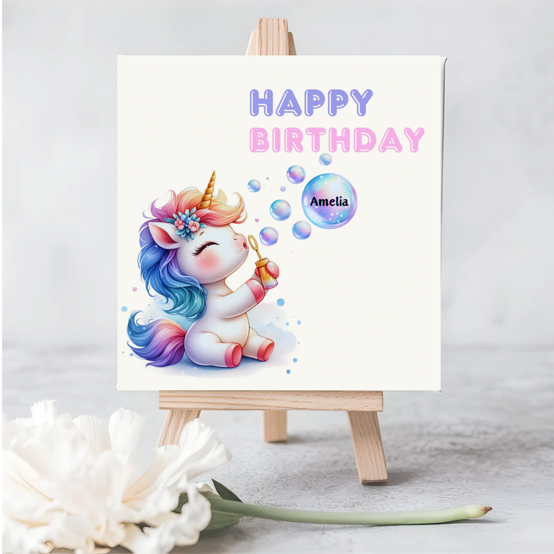 Personalised Unicorn Bubble Seed Greeting Card