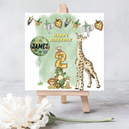 Personalised Safari Theme Birthday Seeded Card