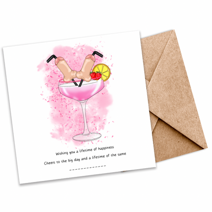 Funny Engagement Wedding Card - Seed Paper, Plantable Wildflower - “Wishing You a Lifetime of Happiness”